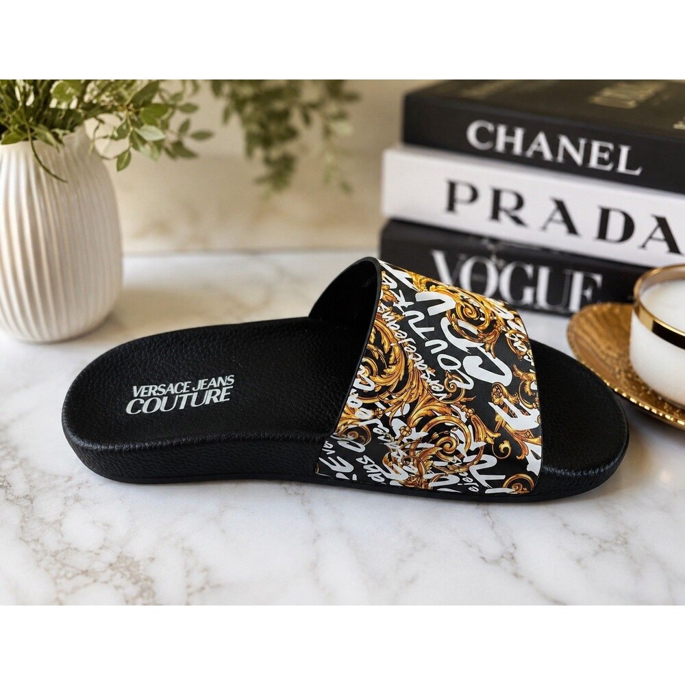 Versace Jean Couture Shelly Brush Logo Slide LEFT SHOE ONLY AMPUTEE Size 40 US 9